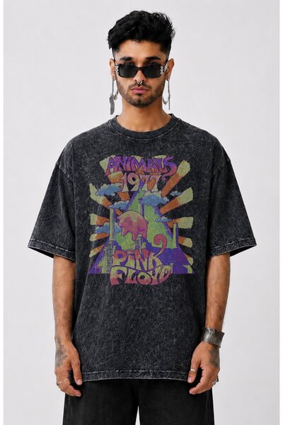 Fuddy Moda Unisex Pink Floyd Animals 1977 majica sa štampanjem, periva, retro...