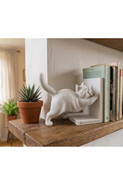 Artello Soft PlastiX Dekoratif Sevimli Kedi Kitap Standı Raf ve Masaüstü Akse...