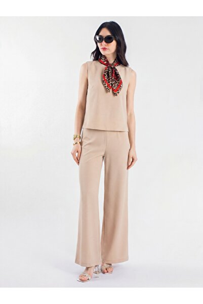 byözlemyazan Lamarca Bel Drapeli Sleeveless Blouse & Loose-Fit Long Pants Wom...