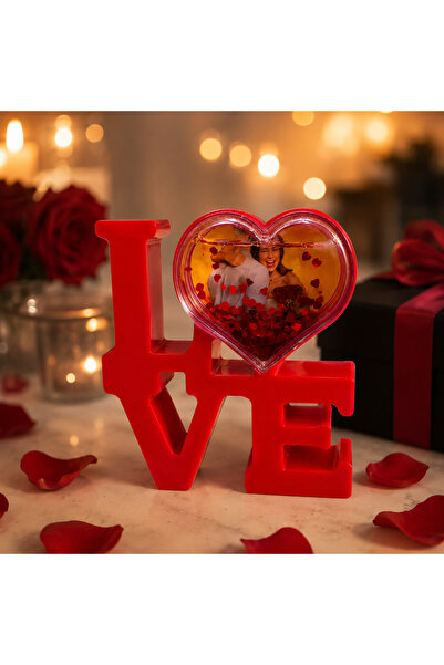 Bk Gift Kişiye Özel Fotoğraflı Love Kalp Kar Küresi Romantik Sevgili Hediyesi
