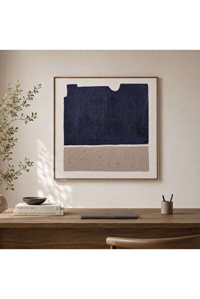 PAN HOME لوحة فنية جدارية مرسومة يدويًا من ستايجر مقاس 80×80 سم - أزرق