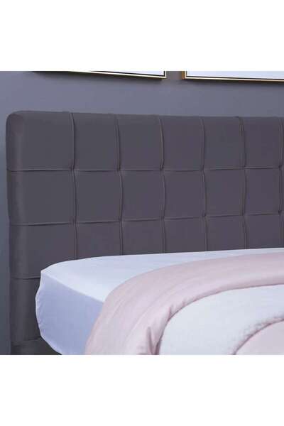 PAN HOME هيرمونيا هيدبورد مخمل رمادي L-140: ارتفاع 125 سم