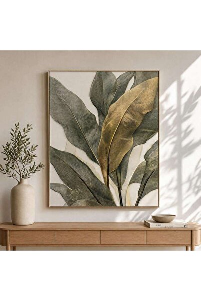 PAN HOME Harith Textile Canvas 3d Wall Art 80x100cm - Green