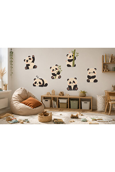 kargo poşetim Set of 6 Panda Wall Stickers – Nursery, Baby and Kids Room Deco...