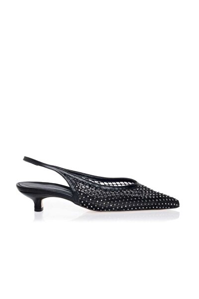 Sante 25-208-01 Μαύρη γόβα slingback με διαφάνεια και καρφιά |   Κατασκευάζετ...