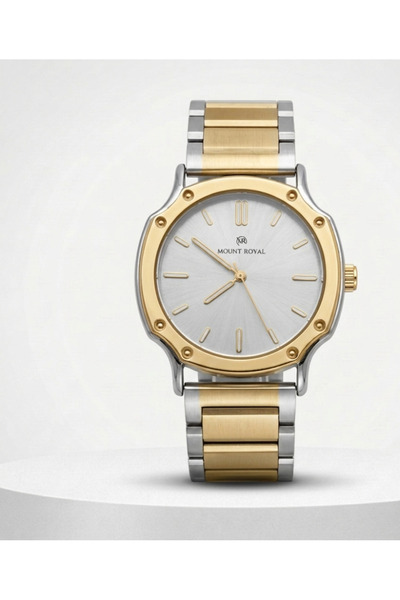 MOUNT ROYAL Mont Royal Men's Watch Steel Case in Mixed Silver and Gold with G...