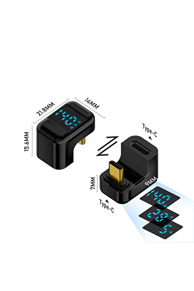 silabor Type-C U Shape Elbow Adapter Pd140W Digital Display 40Gbps Thunderbol...