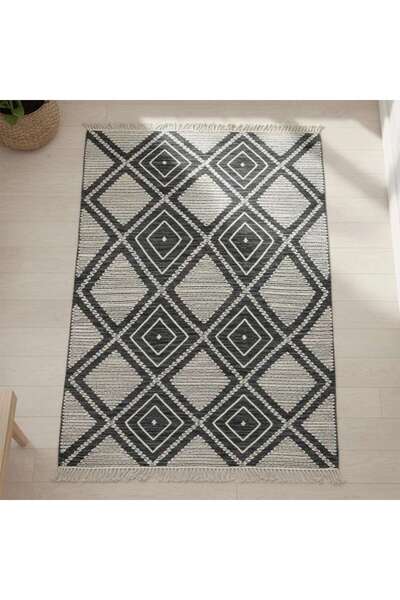 PAN HOME Cadlyn Woven Wool Dhurrie 60x90cm - Black