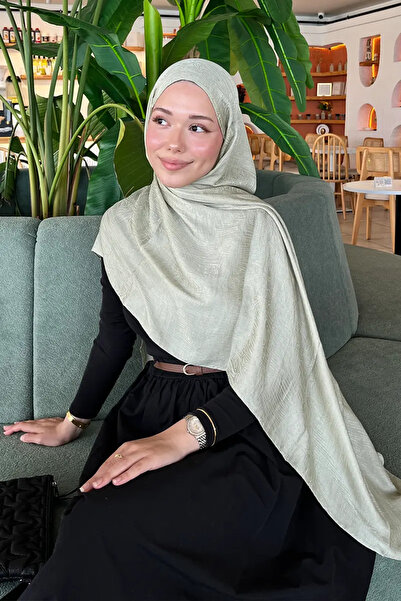 Madame Polo Premium Glow Jacquard Shawl Tree Bark - Soft Green