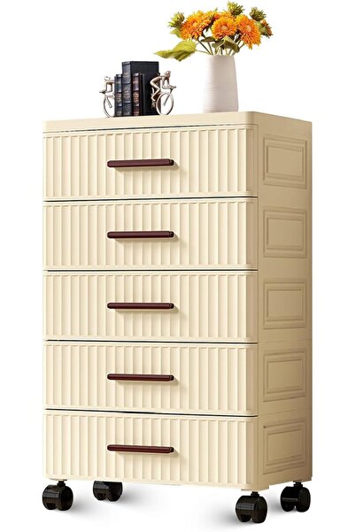 Garvee Plastic Storage Drawer Cart with Wheels, 5 Drawer Rolling Organizer wi...
