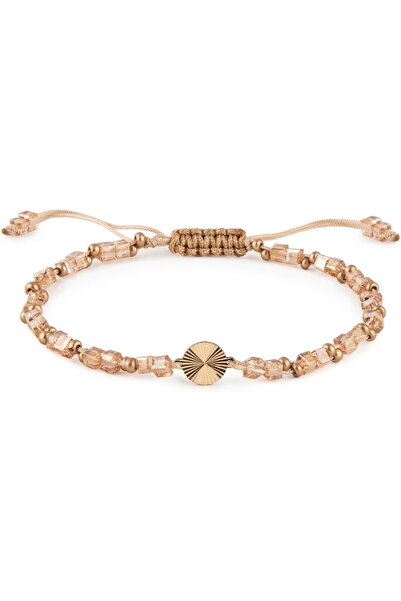 MINZA Nuria Women's Bracelet, 18K Gold, Beaded Bracelet, with Crystal, Handma...