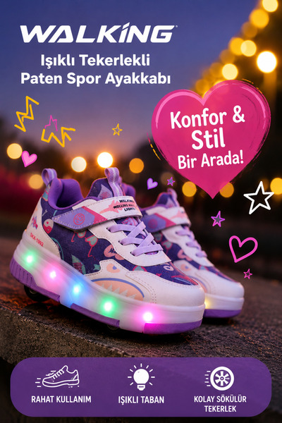 Walking PATENLİ IŞIKLI SPOR AYAKKABISI & TEKERLEKLİ SNEAKERS