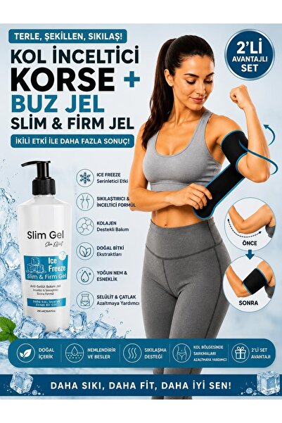 SLİM GEL Ice Freeze Buz Jel 250 ml ve Termal Kol Korsesi 2'li Set Toparlayıcı...