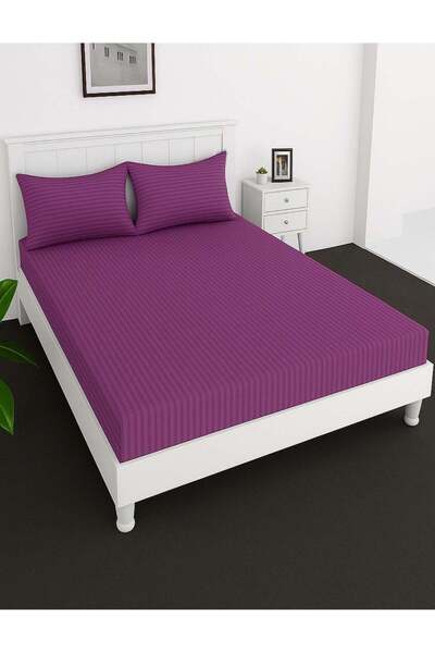 MAXQON Deep Fitted Bed Sheet +2Pcs Pillow Covers, King/Queen/Double/Single Si...