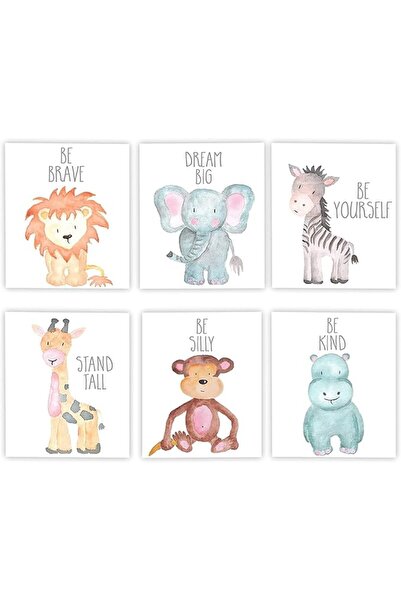 ESSESORIES Woodland Animals Adorable Lion Elephant Giraffe Aesthetic Poster W...
