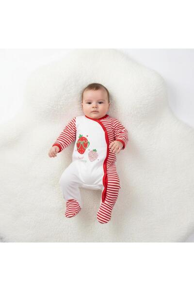 BEFS STORE ÇİLEK kokulu % 100 pamuk Oval çıt çıtlı ve patikli 0-6 Ay Tulum - ...