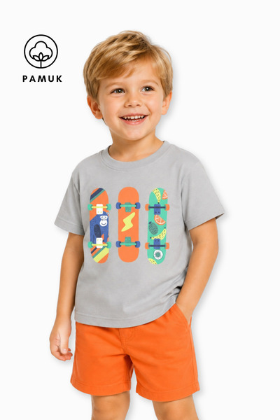 difa kids Skateboard Printed Casual Short Sleeve Summer Boy's T-Shirt