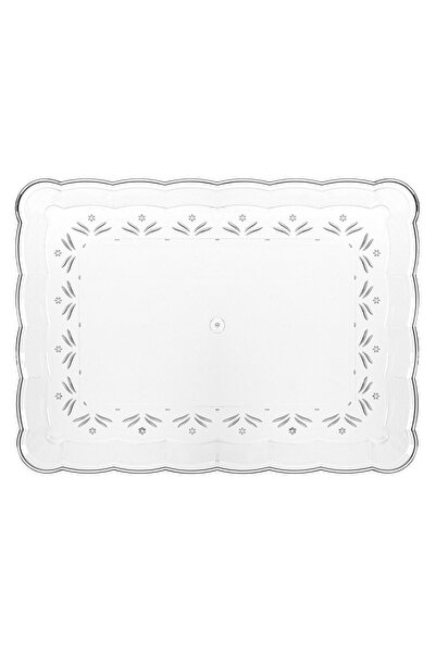 Z Store Tavă de servire dreptunghiulară transparentă din plastic cu relief fl...