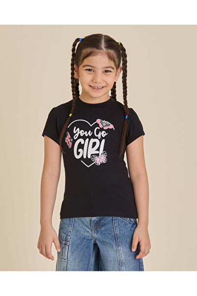 REDTAG Girls White Printed T-shirt