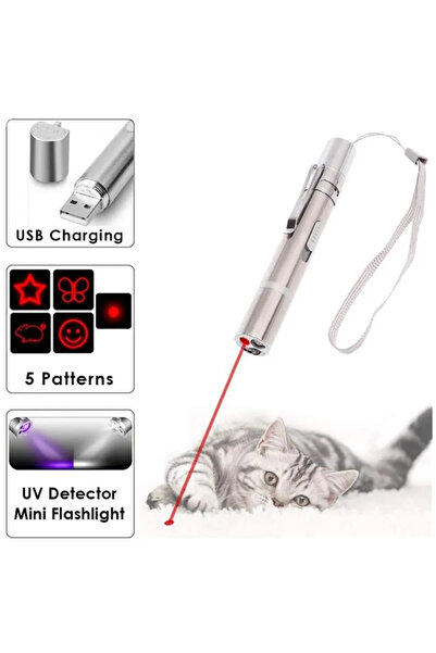 teknom Usb Ile Şarj Edilebilen 3 In 1 Lazer Uv El Feneri + El Feneri Kırmızı ...