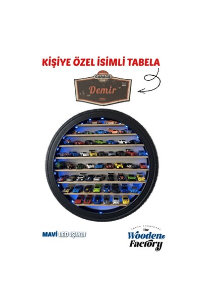 Empressco Kişiye Özel LED Işıklı İsimli Tekerlek Araba Rafı, Araba Kolek...