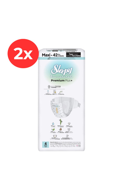 Sleepy 2x Scutece BIO PREMIUM Mărimea 4 Maxi 42 bucăți