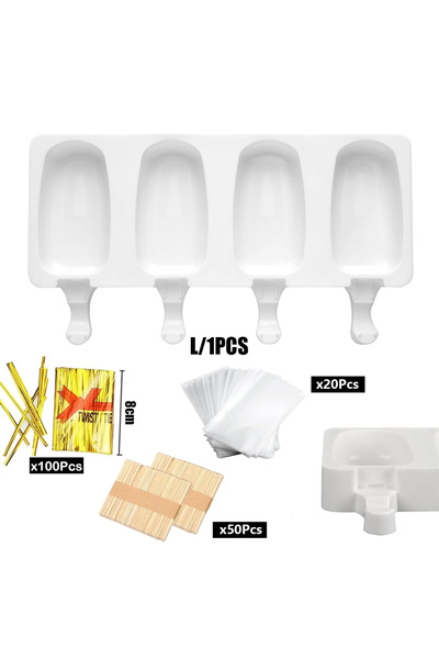 Choice Set-L 4Pcs Large Silicone Popsicle Molds Set,4 Cavities Oval Cake Pop&...