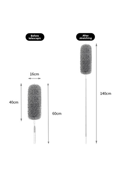 Choice8 1pc 140cm-Gray Dust Dusters With Extension Pole Retractable Dust Remo...