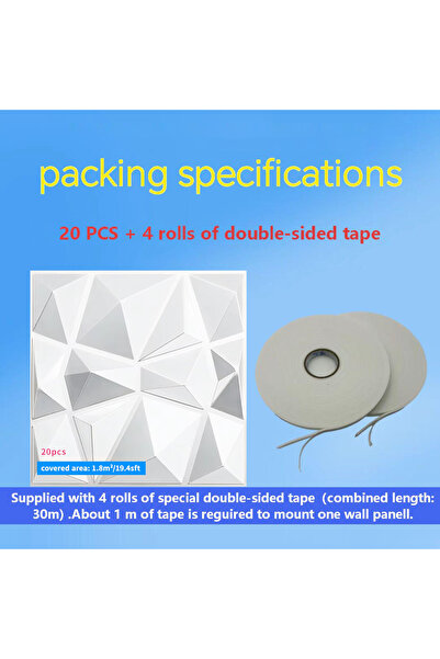 Choice9 20pcs Wh And Tape 20PCS 3D Wall Panels 30x30cm Indoor Wall Decoration...