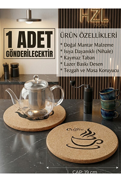 HZL HOME 1 Adet Lazer Baskılı Mantar Nihale, Isıya Dayanıklı 20 cm Nihale