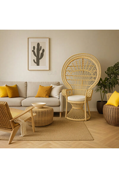 Ebticar Indoor Chair Beige and White Color Luxurious Wood Design with Comfort...