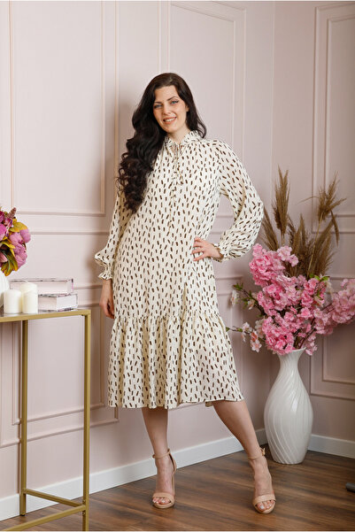 OEM Rochie eleganta Antoinette ecru cu volanase