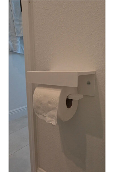 Print Zone Toilet Paper Holder with Shelf - Modern Bathroom Organizer (Adhesi...