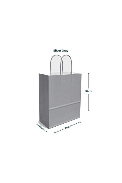 sunpack Paper Gift Bags – Silver Gray 26×12×32 cm – Pack of 12