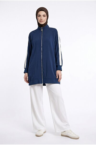 Armine Trend Taş Şerit li Modal Kumaş Fermuarlı Basic Tunik