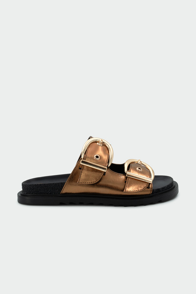 LAMİNTA Holix Gold Buckle Detailed Copper Slippers