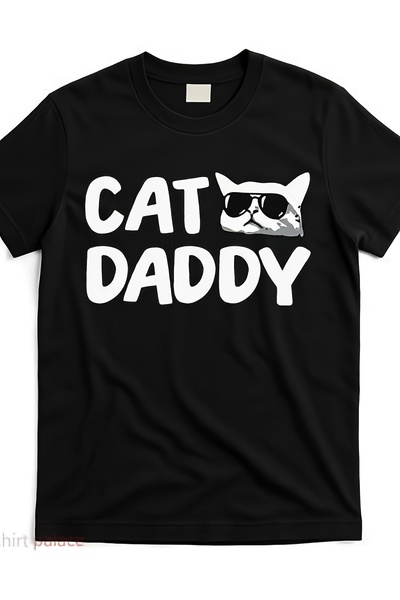 NOURAM تي شيرت رجالي بأكمام قصيرة وياقة دائرية مع طباعة رسومية لـ "Cat Daddy"...