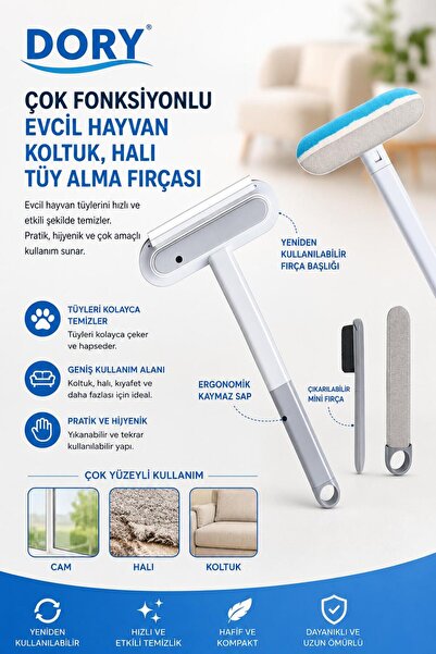 Dory Çok Fonksiyonlu Evcil Hayvan Koltuk Halı Tüy Alma Fırçası 4 Parça