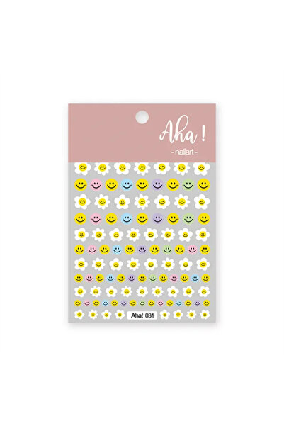 Choice 1pcs AHA031 1pcs Smiling Face Flower Nail Stickers 3D Cartoon Colored ...