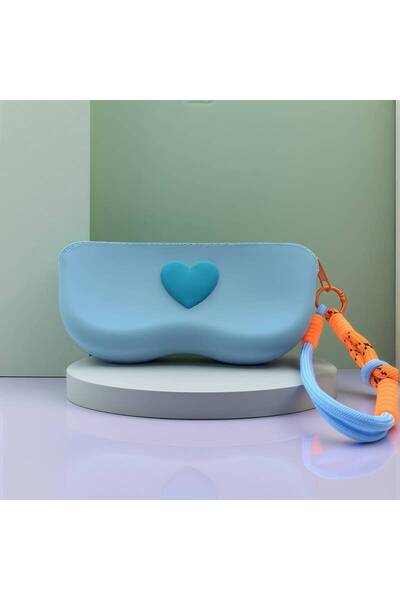 choice2 1Pc Heart-Shaped Silicone Glasses Storage Bag with Hand-Woven Rope an...