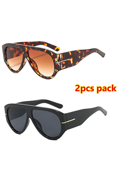 Choice14 2pcs-4 Luxury Brand Retro Big Frame Oval Women Sunglasses Black Tea ...
