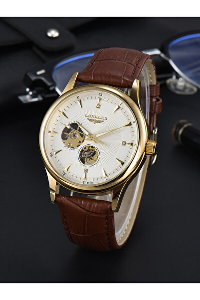 Choice6 8020P White Gold Automatic watch elegant skeleton waterproof mechanic...