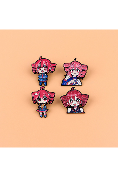 Choice 1 1-4pcs/Set Cute Anime Girls Enamel Pin Cartoon Pink Haired Badge Bro...