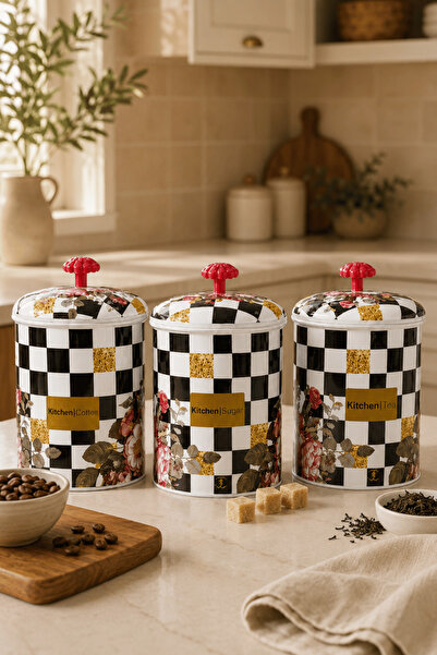 Jenisa Set of 3 Flower Patterned Plastic Storage Containers 2.5 L