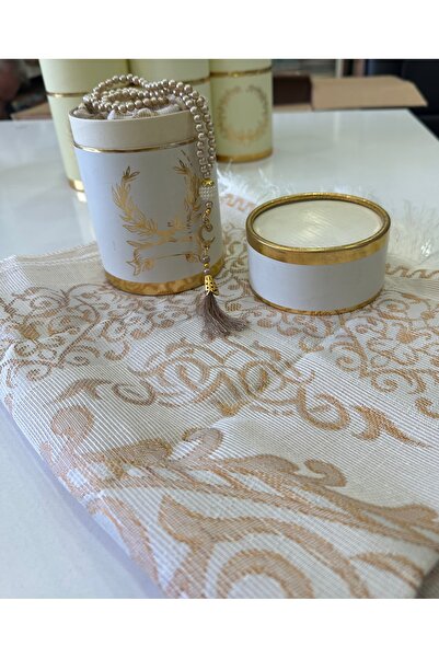 LAND SCARF Prayery Mat and Pearl Tesbih Set in Cylinder Box