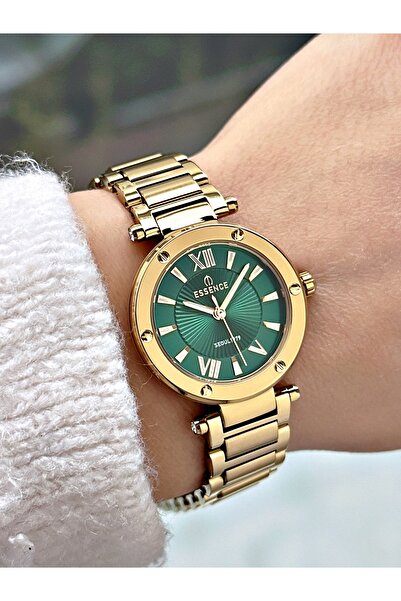 Essence Special Design Steel Cord Gold-Green Color Women Wrist Watch Es6951Mr