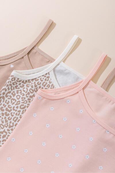 BAYKAR Girl's Cotton Thin Strap Colorful Printed Classic Undershirt 3-Pack 47...