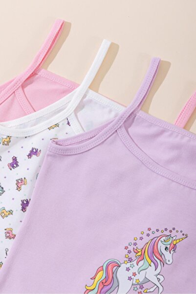 BAYKAR Tricou clasic pentru fete, din bumbac, cu bretele subțiri, cu imprimeu...