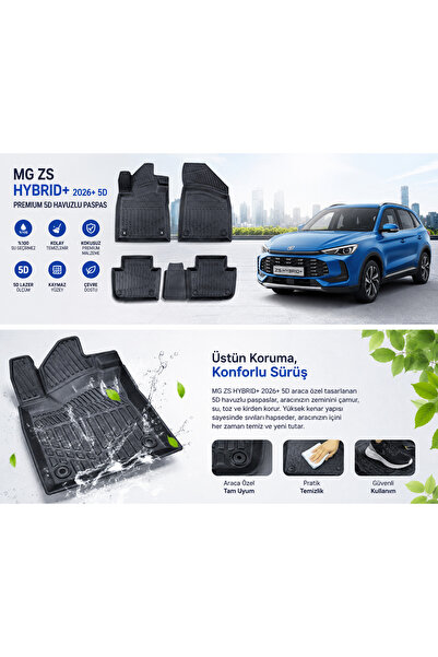 SOLVEKS MG ZS HYBRID+ 2026+ OTO PASPAS 5D DERİN HAVUZLU ARACA TAM UYUMLU PREM...