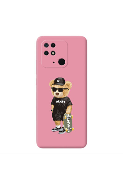 Other Xiaomi Redmi 10C Bear with glasses Pink Colored Silicone TPU Θήκη